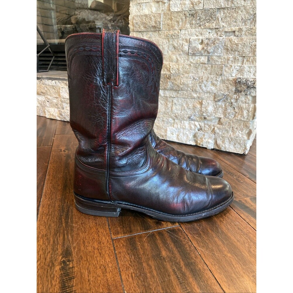 Lucchese 2000 Black Cherry Roper Boots 11.5EE